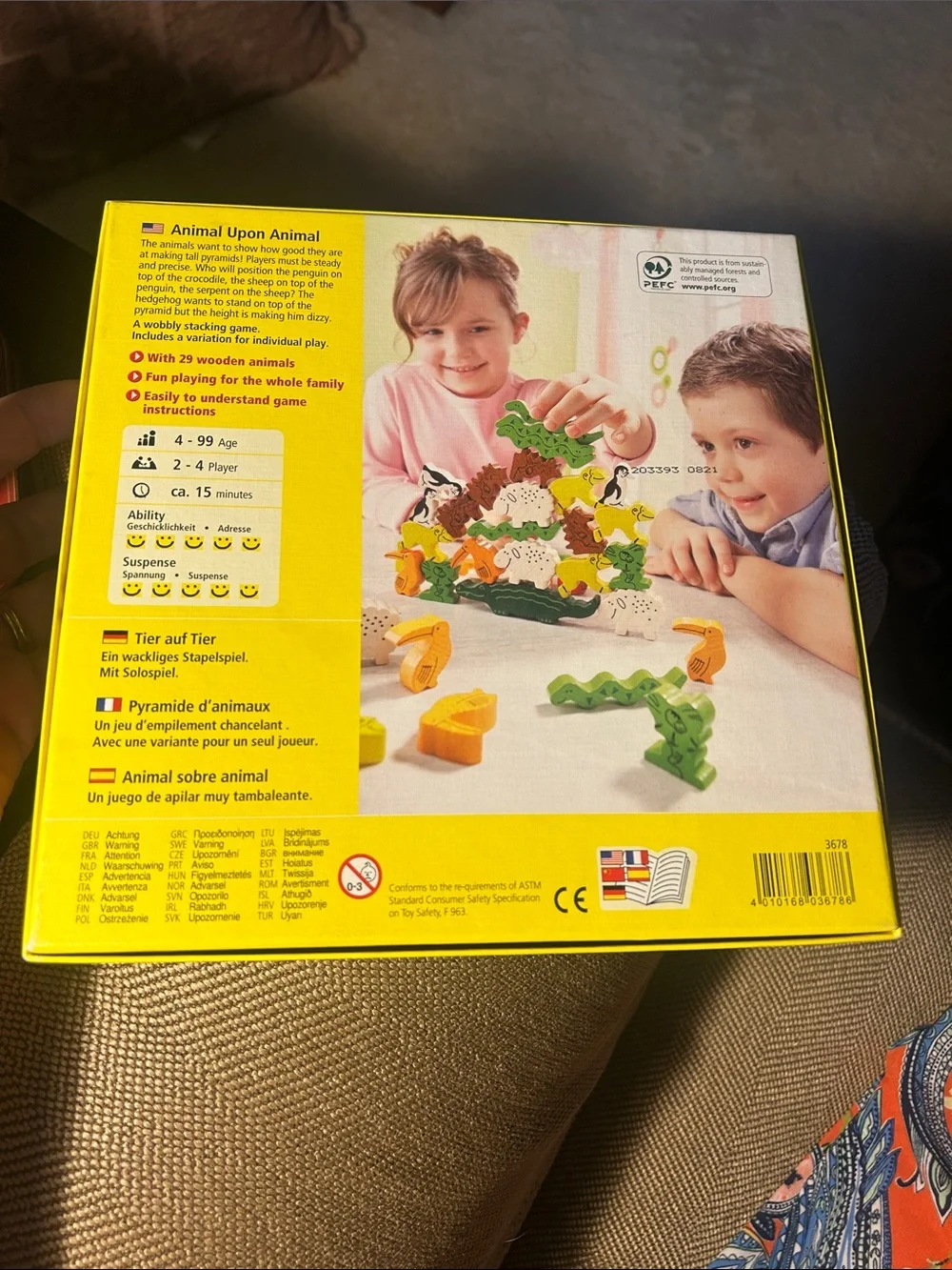 HABA Animal Upon Animal Stacking Game - Yellow Box